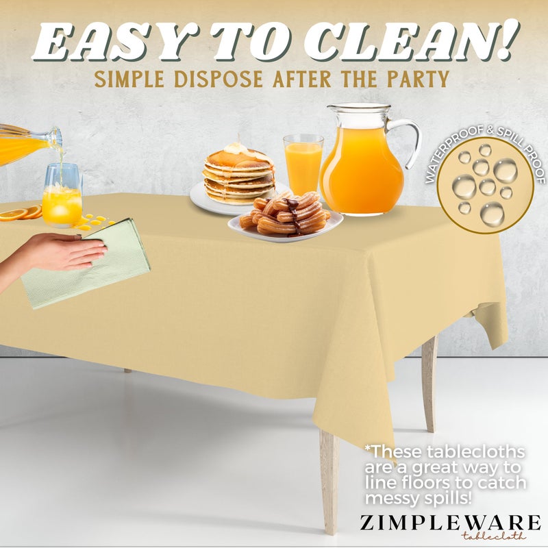 ZIMPLEWARE Premium Ivory Plastic Table Cloth Disposable (12 Pk) Plastic Tablecloths for Rectangle Tables (54in x 108in) Party Table Cloths Disposable for 6ft to 8ft Rectangle Tables - Image 5